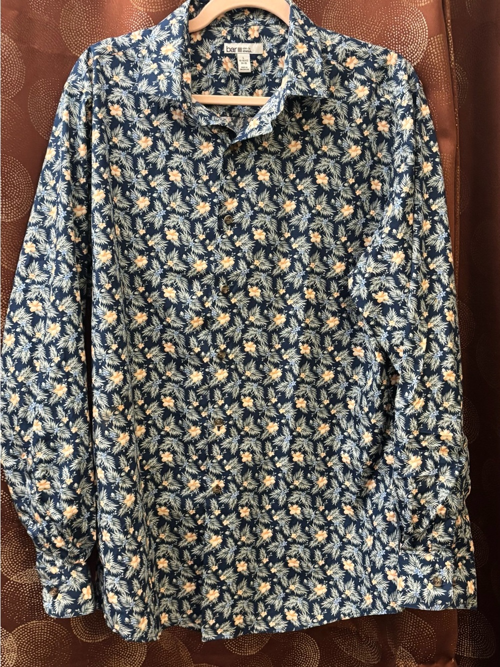 Bar III Blue Floral Button-Down Shirt